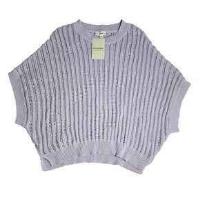 Ee:some Open‎ Knit Batwing Sweater Top S/M Lavender Lilac Pullover Lightweight